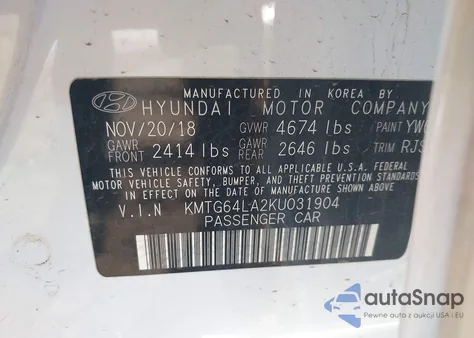 2019 Genesis G70 2.0T Advanced from USA, damaged, VIN KMTG64LA2KU031904